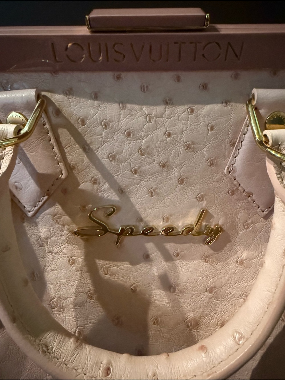 Louis Vuitton Pink Speedy Ostrich-Textured Top Handle Bag. Incredibly rare. - Picture 6 of 15